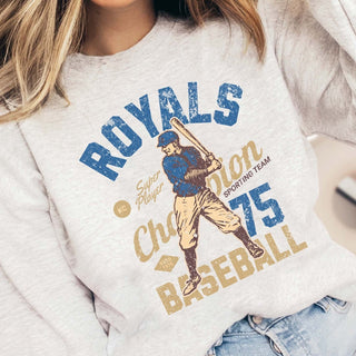 Royals Vintage Baseball Wholesale Graphic Sweatshirt - Ships Fast - Limeberry Wholesale