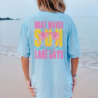Sun Rays Lake Days Pink Back Design Comfort Color Wholesale Tee - Fast Shipping - Limeberry Wholesale